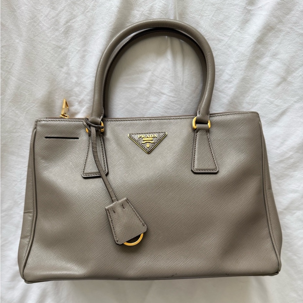 Prada Small Saffiano Lux Galleria Double Zip Tote w/ Strap